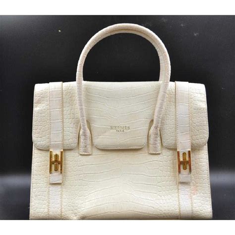 white croc hermes bag|vintage Hermes crocodile bag.